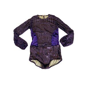 Tenth House Women's Dance Purple Sequin Long Sleeve Body Suit - LA